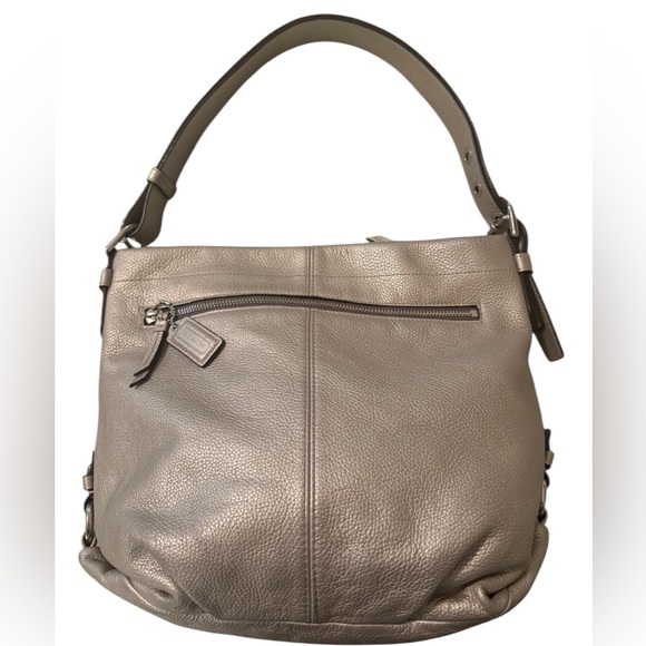 Coach SoHo duffle champagne silver metallic pebbled leather 2-way hobo bag - Picture 1 of 10